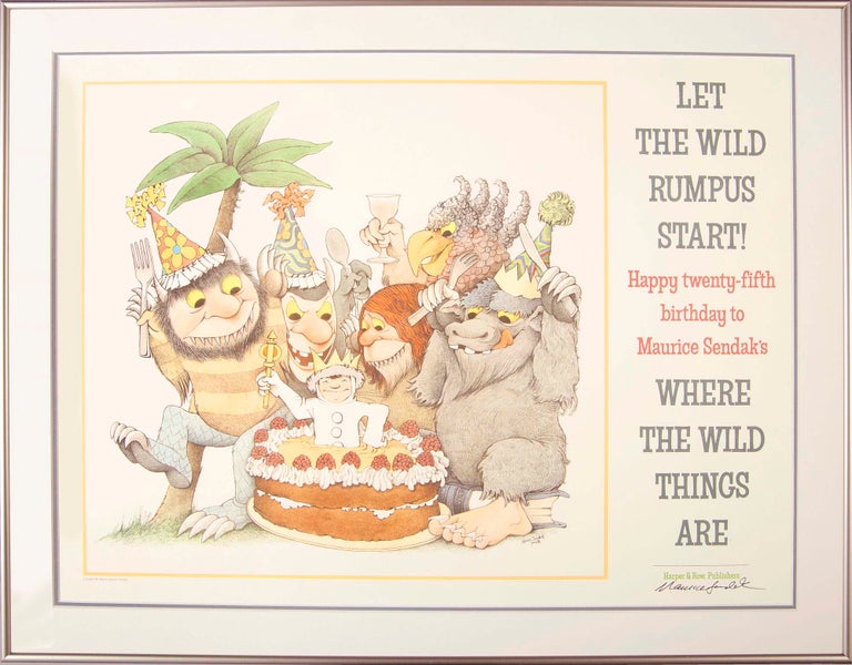 Item #3666 Where the Wild Things Are -- Happy 25th Birthday! (Signed Framed Poster). Maurce Sendak.