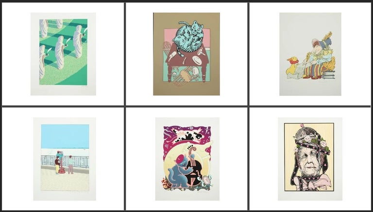 Item #4990 The Mother Goose Collection: Six Limited Edition Prints. Daniel Pelavin Guy Billout, Maurice Sendak, Barry Moser, Chris Van Allsburg, Seymour Chwast.